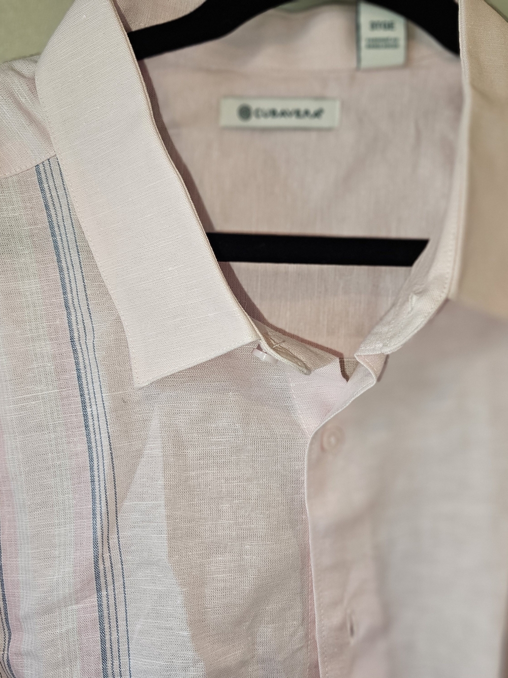 Cubavera Pale Pink Linen Button-Up Shirt
